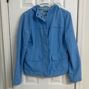 United Colors of Benetton Sky Blue Hooded Utility Jacket Women’s Size 44- Large